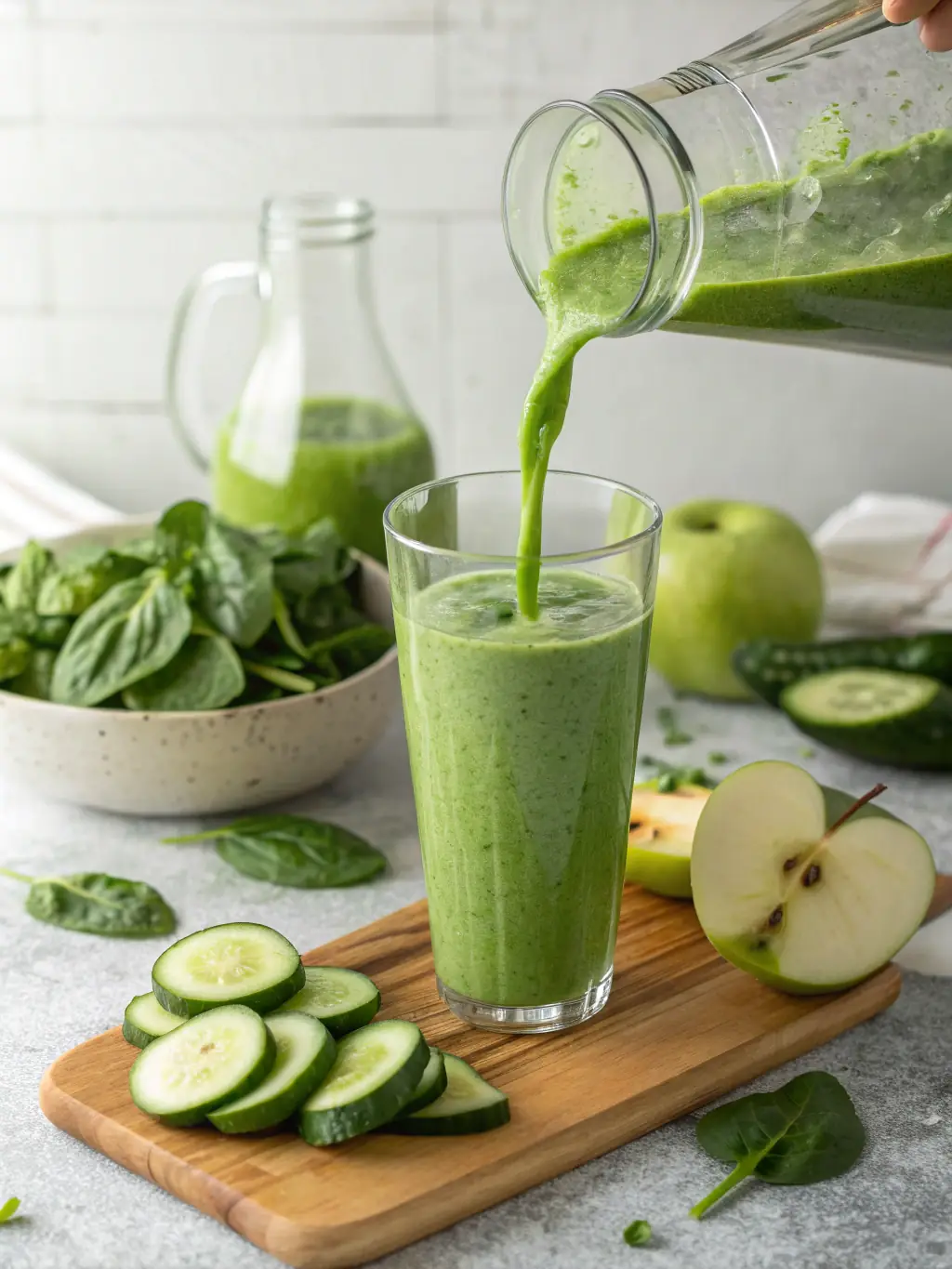 A close-up shot of a person's hands preparing a healthy smoothie with fruits and vegetables, emphasizing the ease of incorporating nutritious habits into daily life.